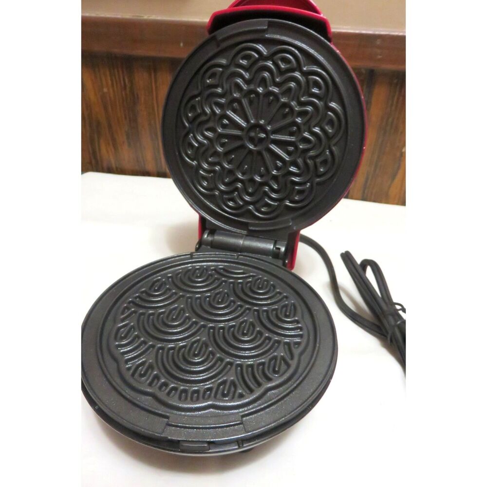 DASH Red 4 Inch Mini Pizzelle WAFFLE Maker - Picture 2 of 3